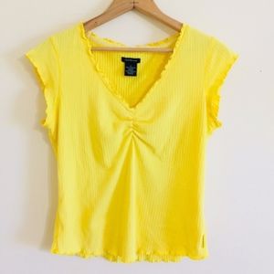 Calvin Klein Yellow Ruched Cleavage Top